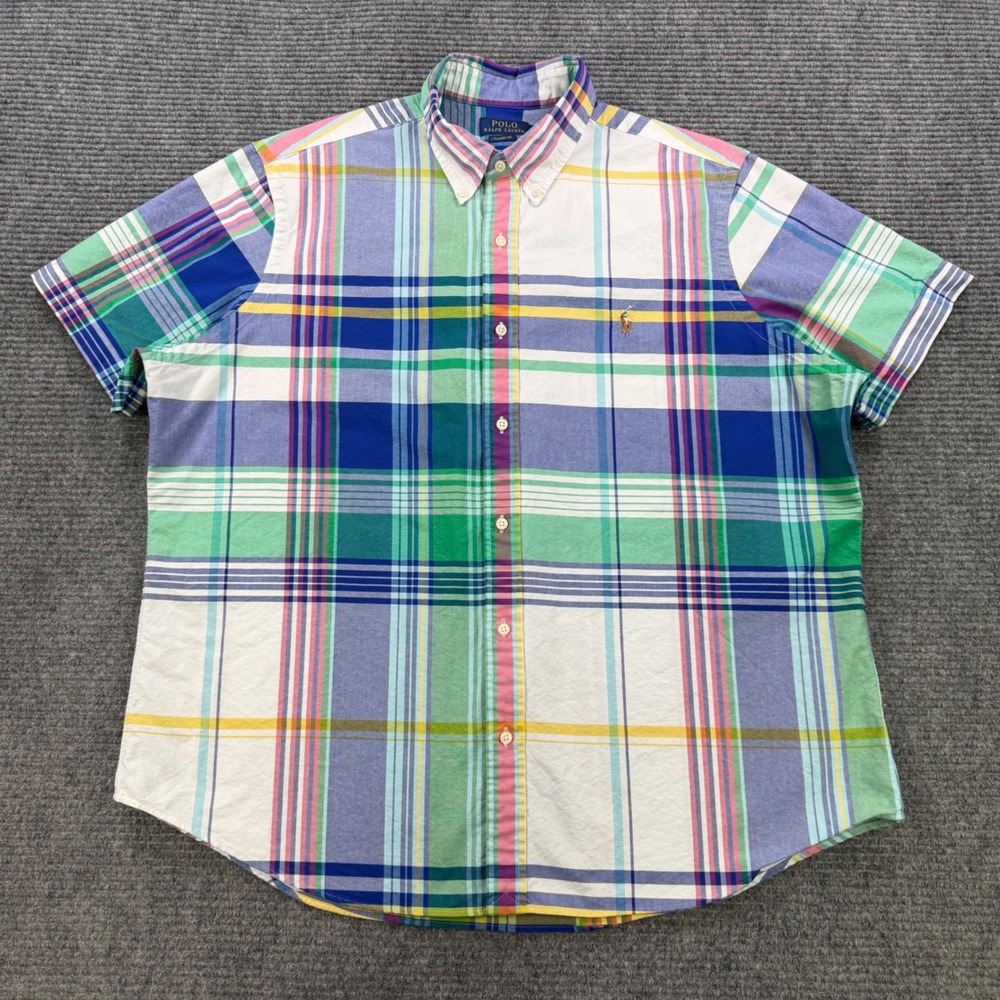 Polo Ralph Lauren Mens XXL Classic Fit Plaid Short Sleeve Button Down Shirt - Picture 2 of 12